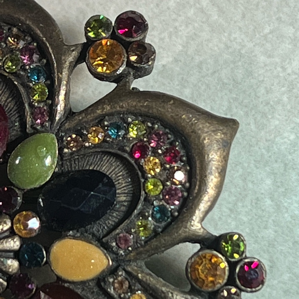 Vintage Brooch Floral with multi-colored stones - Picture 6 of 6